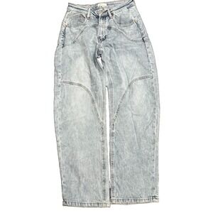 Saige Barrel Jeans Womens 1 25 Light Wash Curved Seam Horseshoe Denim Bromi